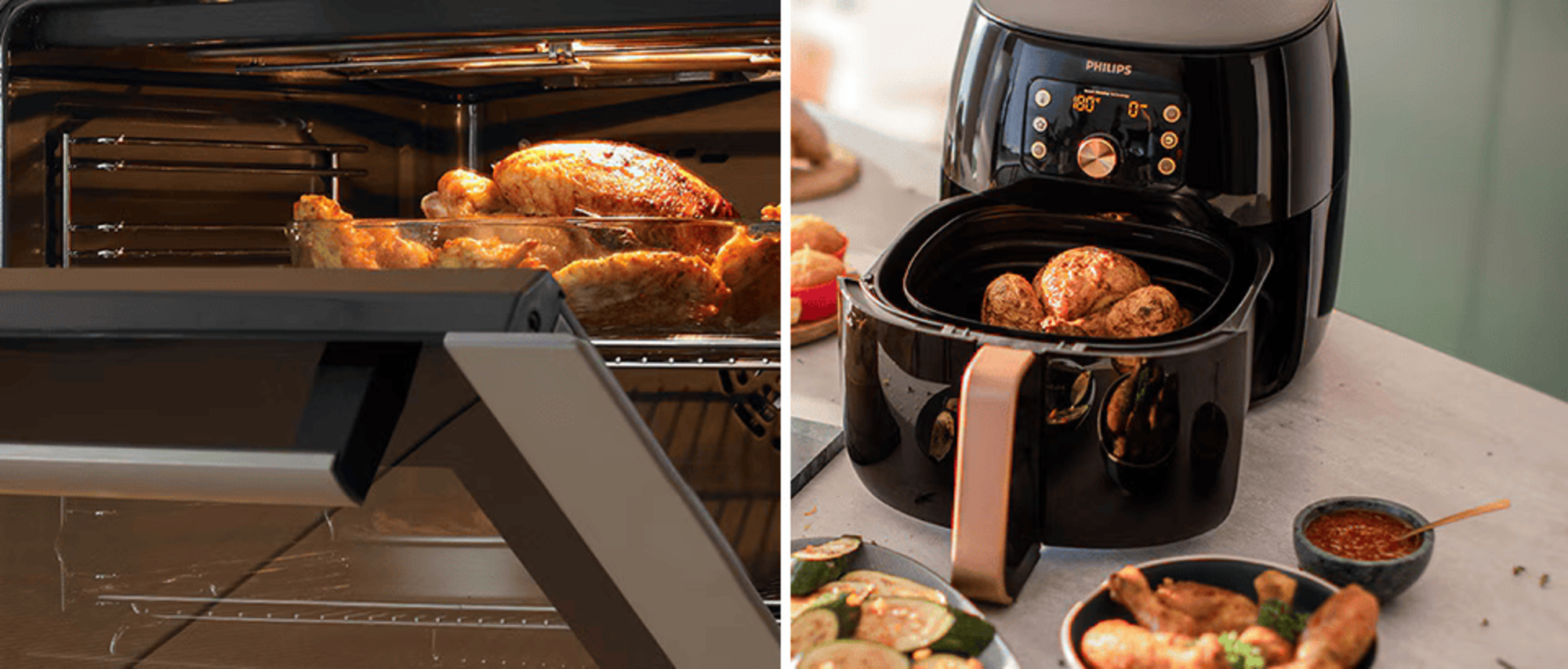 Discover the differences between oven baking, air frying and deep-frying